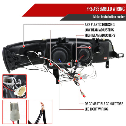 1994-1997 Honda Accord Dual Halo Projector Headlights (Chrome Housing/Clear Lens)