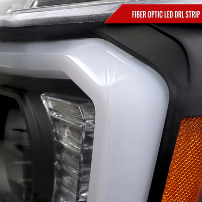 2007-2013 Chevrolet Avalanche/ 2007-2014 Tahoe Suburban LED C-Bar Projector Headlights (Black Housing/Clear Lens)