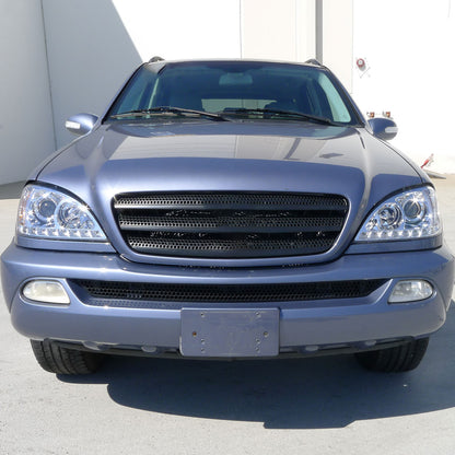 1998-2001 Mercedes Benz W163 ML Class Projector Headlights w/ SMD LED Light Strip (Chrome Housing/Clear Lens)