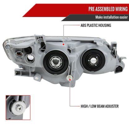 2012-2014 Toyota Camry Projector Headlights w/ Amber Reflectors (Jet Black Housing/Clear Lens)