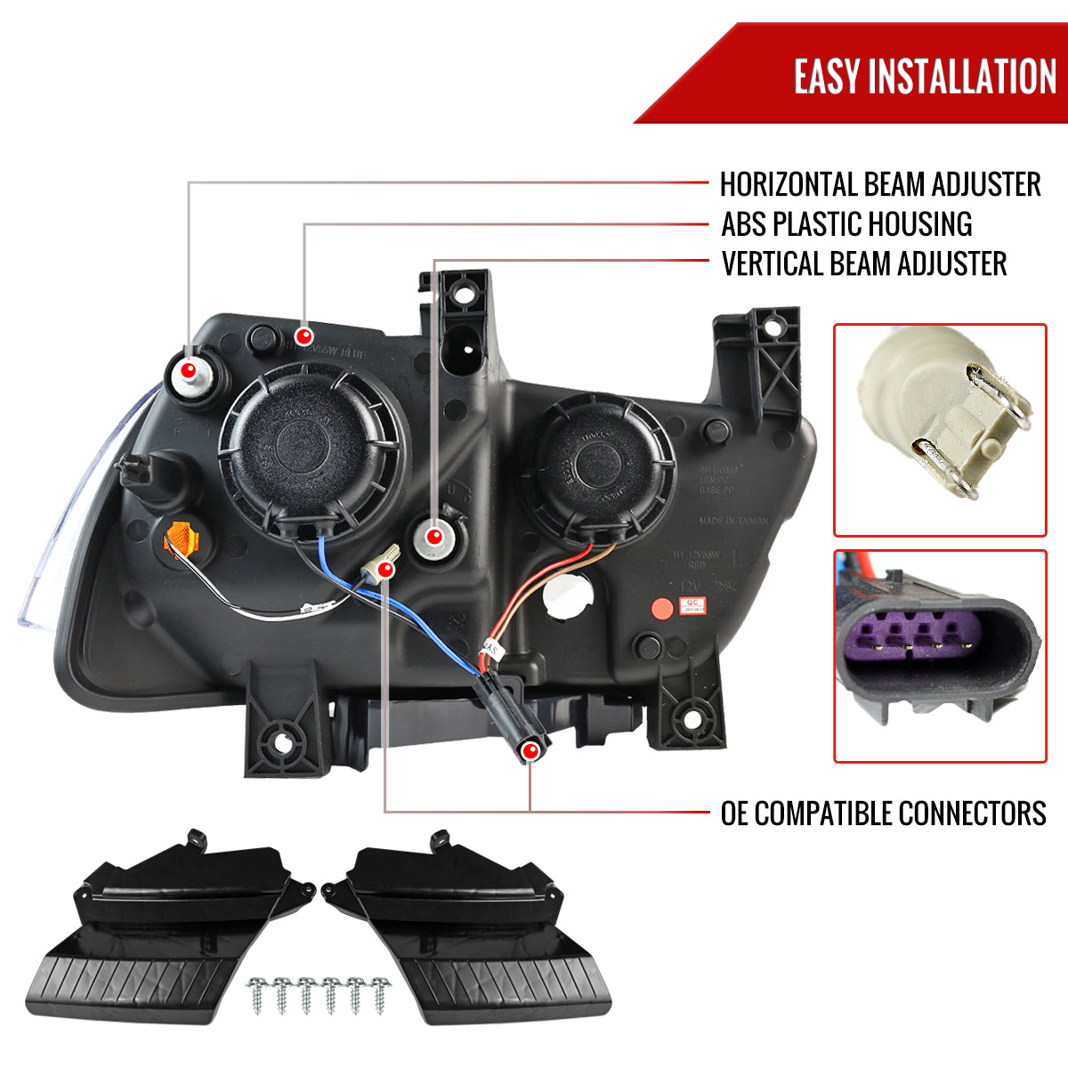 2011-2014 Dodge Charger Dual LED U-Bar Projector Headlights (Glossy Black Housing/Smoked Lens)