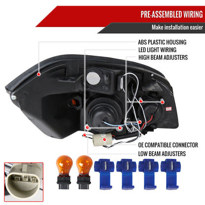 2005-2010 Chevrolet Cobalt Pontiac G5/Pursuit Dual Halo Projector Headlights (Chrome Housing/Clear Lens)