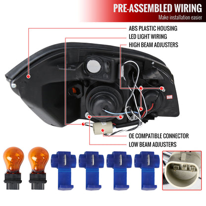 2005-2010 Chevrolet Cobalt Pontiac G5/Pursuit Dual Halo Projector Headlights (Chrome Housing/Clear Lens)