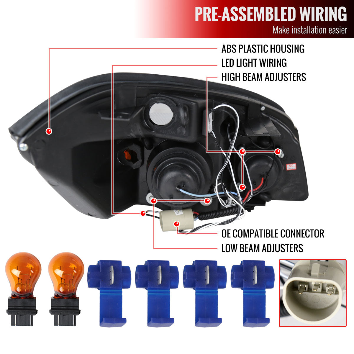 2005-2010 Chevrolet Cobalt Pontiac G5/Pursuit Dual Halo Projector Headlights (Jet Black Housing/Clear Lens)