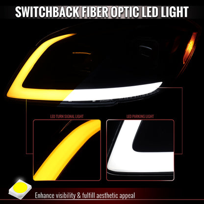 2005??2010 Chevrolet Cobalt Pontiac G5/Pursuit LED Bar Projector Headlights w/ LED DRL Light Tube (Matte Black Housing / Clear Lens)