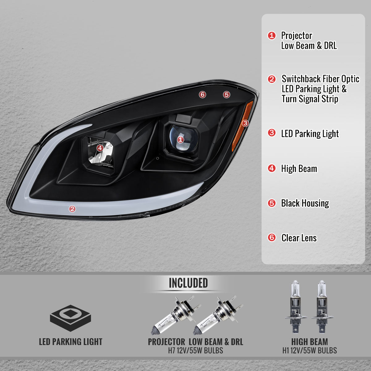 2005??2010 Chevrolet Cobalt Pontiac G5/Pursuit LED Bar Projector Headlights w/ LED DRL Light Tube (Matte Black Housing / Clear Lens)