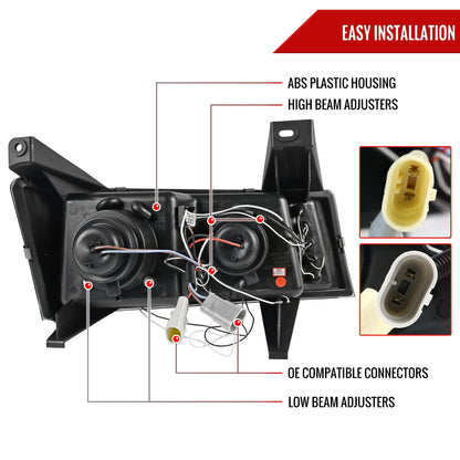 2004-2012 Chevrolet Colorado/ GMC Canyon Dual Halo Projector Headlights (Matte Black Housing/Clear Lens)