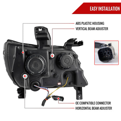 2015-2022 Chevrolet Colorado LED Bar Projector Headlights (Glossy Black Housing/Clear Lens)