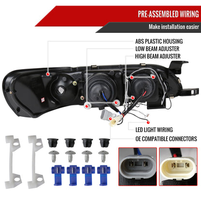 1993-1997 Toyota Corolla Dual Halo Projector Headlights (Glossy Black Housing/Smoked Lens)