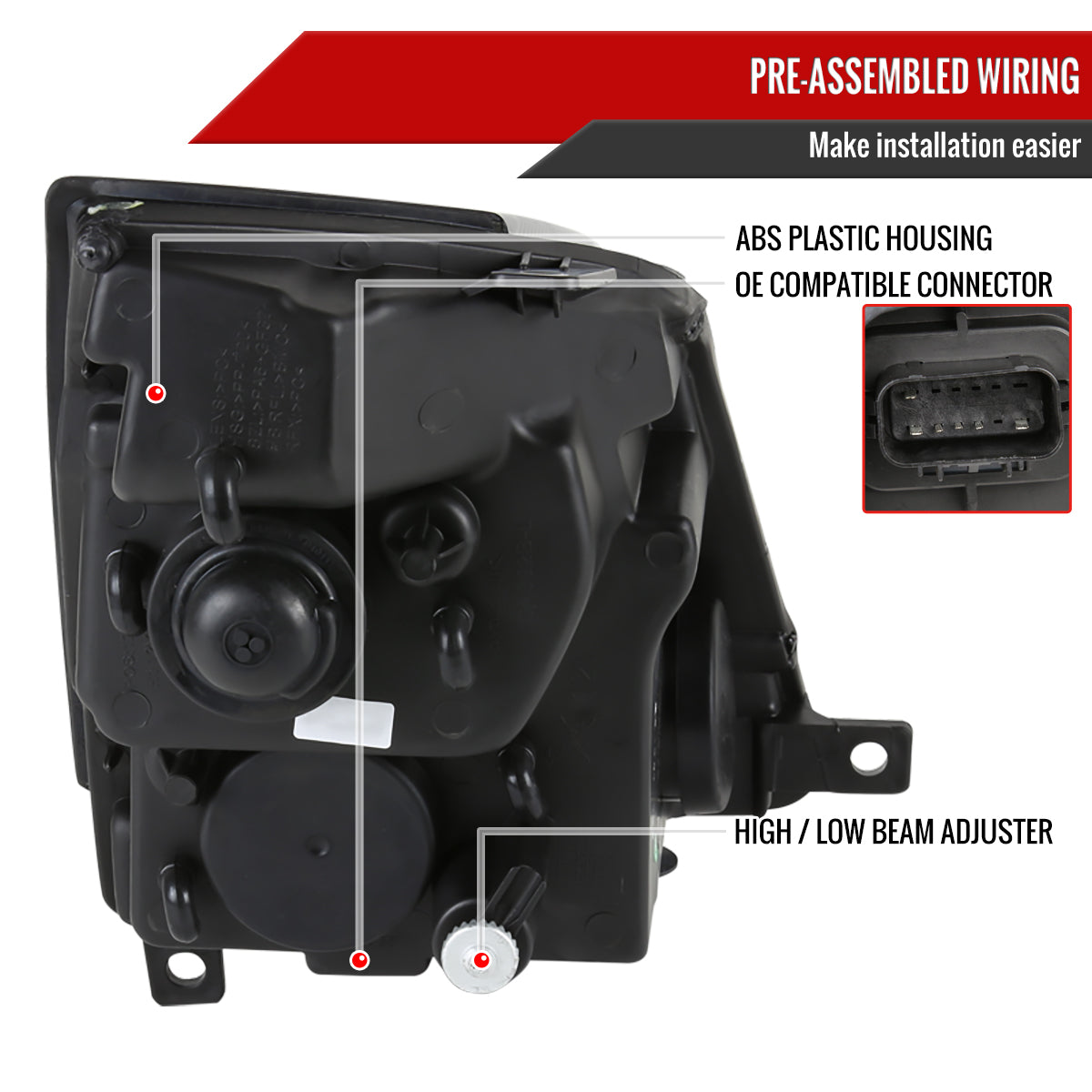2008-2014 Cadillac CTS Projector Headlights w/LED Light Strip (Chrome Housing/Clear Lens)