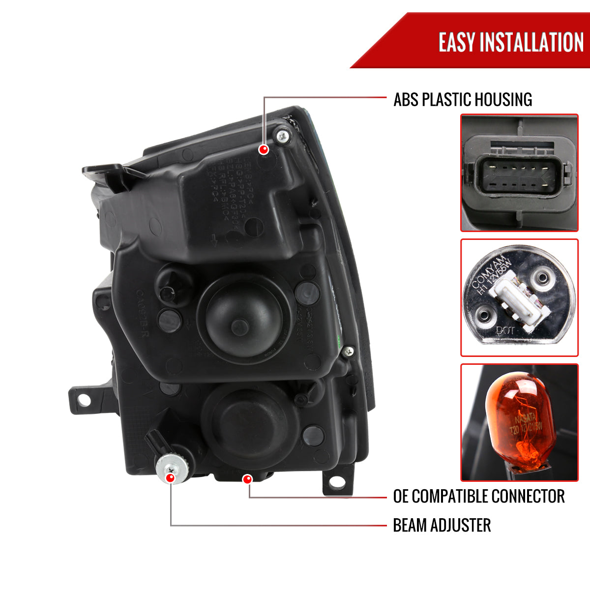 2008-2014 Cadillac CTS Switchback Sequential LED Bar Projector Headlights (Matte Black Housing/Clear Lens)