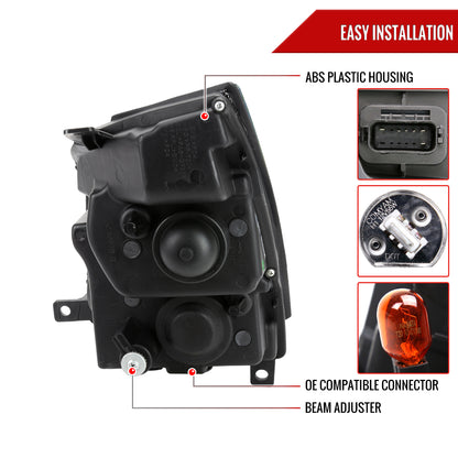 2008-2014 Cadillac CTS Switchback Sequential LED Bar Projector Headlights (Matte Black Housing/Clear Lens)