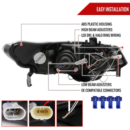 2006-2011 Honda Civic Coupe Dual Halo Projector Headlights (Glossy Black Housing/Smoked Lens)