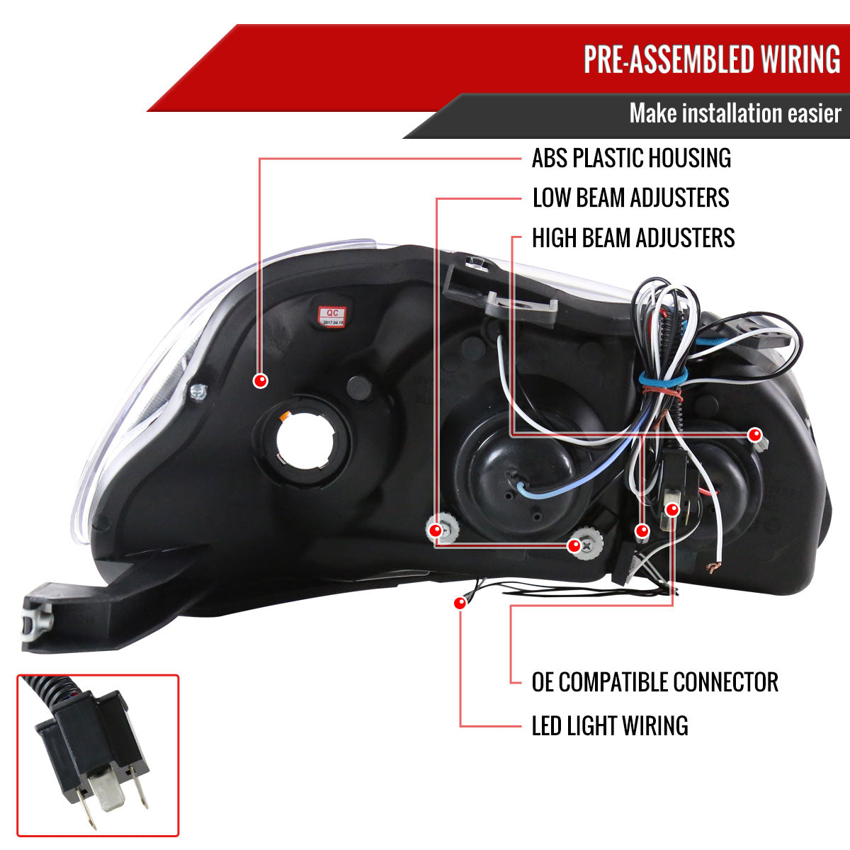 1996-1998 Honda Civic Dual Halo Projector Headlights (Glossy Black Housing/Smoked Lens)
