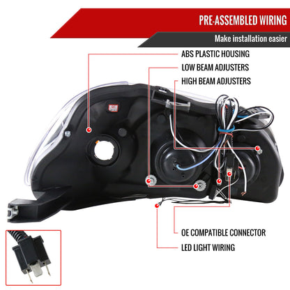 1996-1998 Honda Civic Dual Halo Projector Headlights (Glossy Black Housing/Smoked Lens)