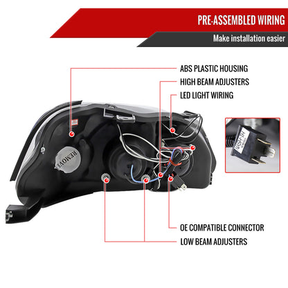1999-2000 Honda Civic Dual Halo Projector Headlights (Matte Black Housing/Clear Lens)