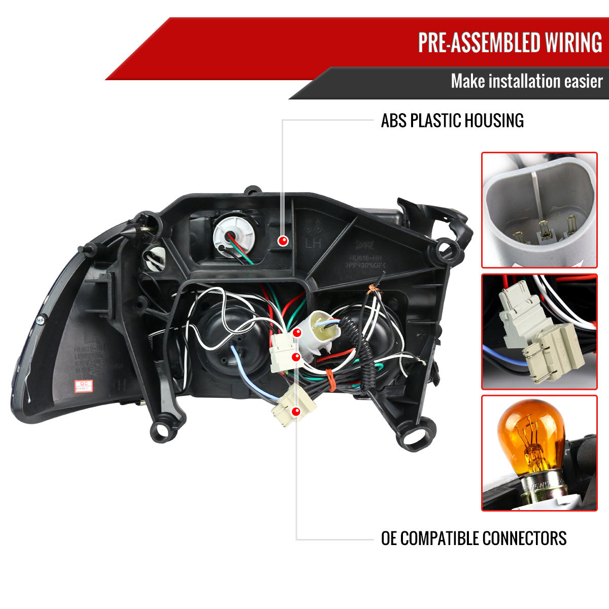 1997-2004 Dodge Dakota/ 1998-2003 Durango Dual Halo Projector Headlights (Jet Black Housing/Clear Lens)