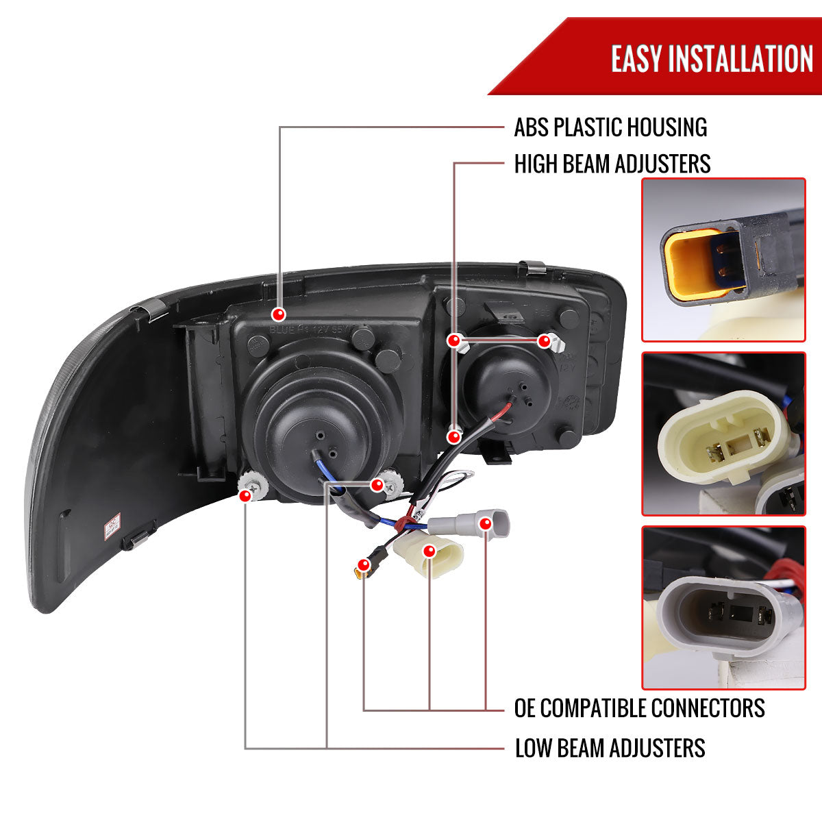 2000-2006 GMC Sierra/Denali/Yukon LED Strip Projector Headlights (Glossy Black Housing/Smoked Lens)