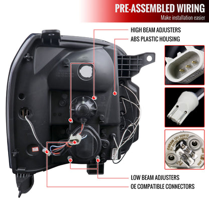 2007-2014 GMC Yukon/Yukon XL 1500/2500 LED U-Bar Projector Headlights (Chrome Housing/Clear Lens)