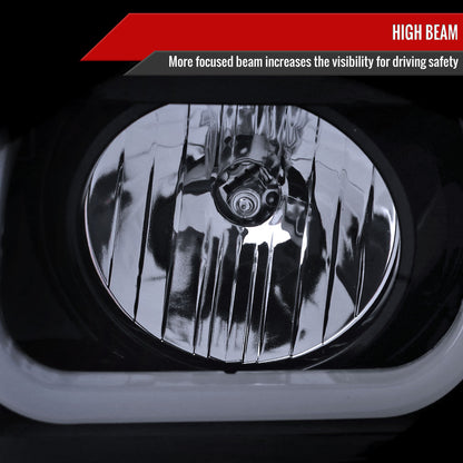 2007-2014 GMC Yukon/Yukon XL 1500/2500 LED U-Bar Projector Headlights (Glossy Black Housing/Light Smoked Lens)
