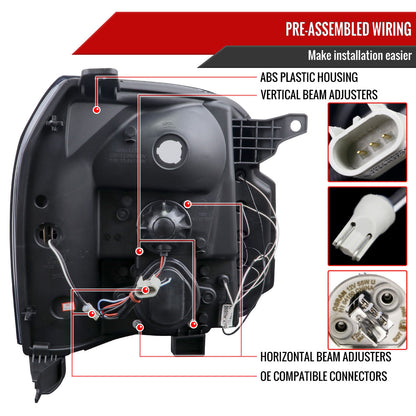 2007-2014 GMC Yukon/Yukon XL 1500/2500 LED U-Bar Projector Headlights (Glossy Black Housing/Light Smoked Lens)