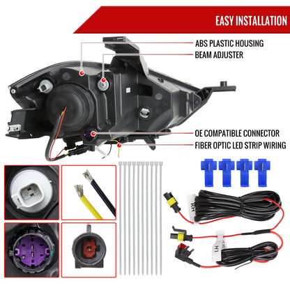 2013-2016 Dodge Dart Switchback Sequential Animated LED Bar Projector Headlights (Matte Black Housing/Clear Lens)