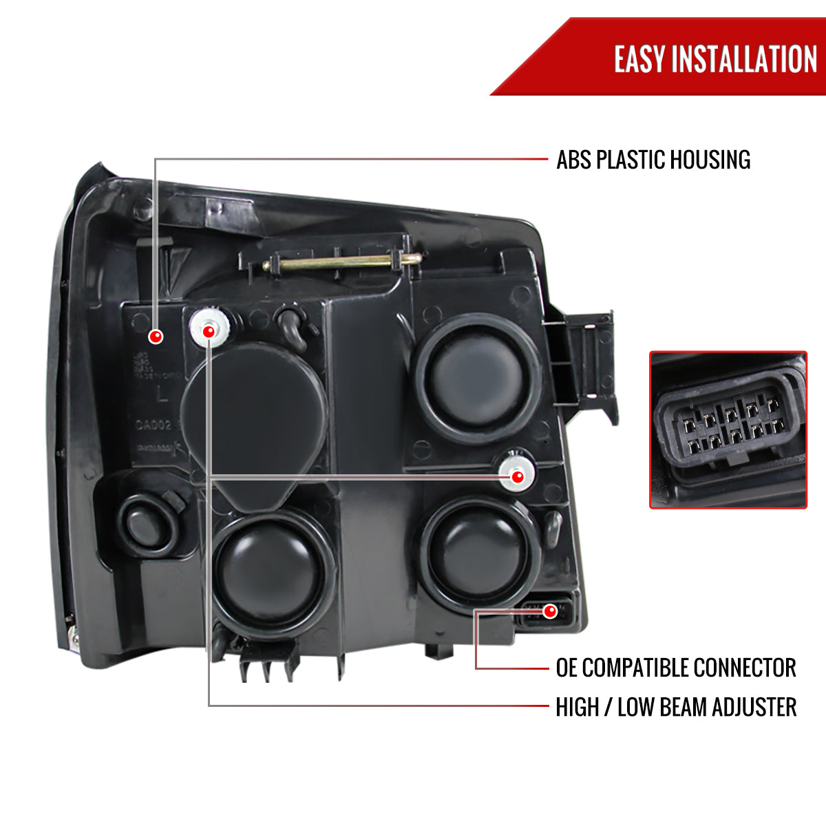 2002-2006 Cadillac Escalade Dual Halo Projector Headlights w/ SMD LED Light Strip (Chrome Housing/Clear Lens)