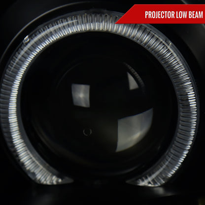 2002-2006 Cadillac Escalade Dual Halo Projector Headlights w/ SMD LED Light Strip (Black Housing/Smoked Lens)