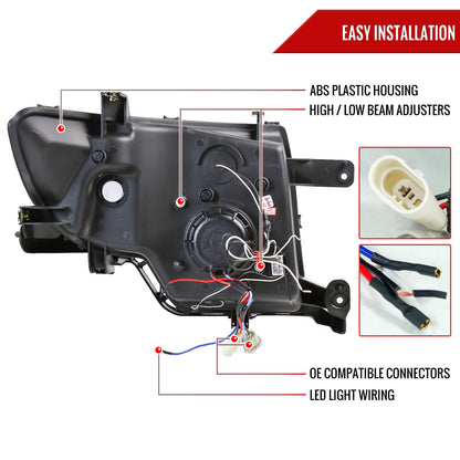 2007-2010 Ford Edge Halo Projector Headlights w/ LED Light Strip (Chrome Housing/Clear Lens)
