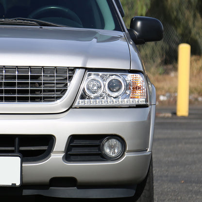 2002-2005 Ford Explorer Dual Halo Projector Headlights (Chrome Housing/Clear Lens)