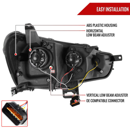 2008-2015 Mitsubishi Lancer EVO Projector Headlights w/ SMD LED Light Strip (Chrome Housing/Clear Lens)