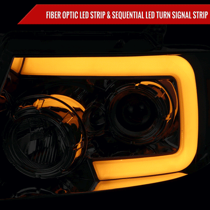 2004-2008 Ford F-150/ 2006-2008 Lincoln Mark LT Switchback Sequential LED C-Bar Projector Headlights (Chrome Housing/Smoked Lens)