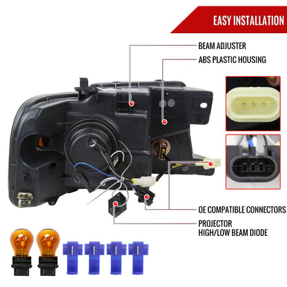 2004-2008 Ford F-150/ 2006-2008 Lincoln Mark LT LED Tube Projector Headlights (Matte Black Housing/Clear Lens)