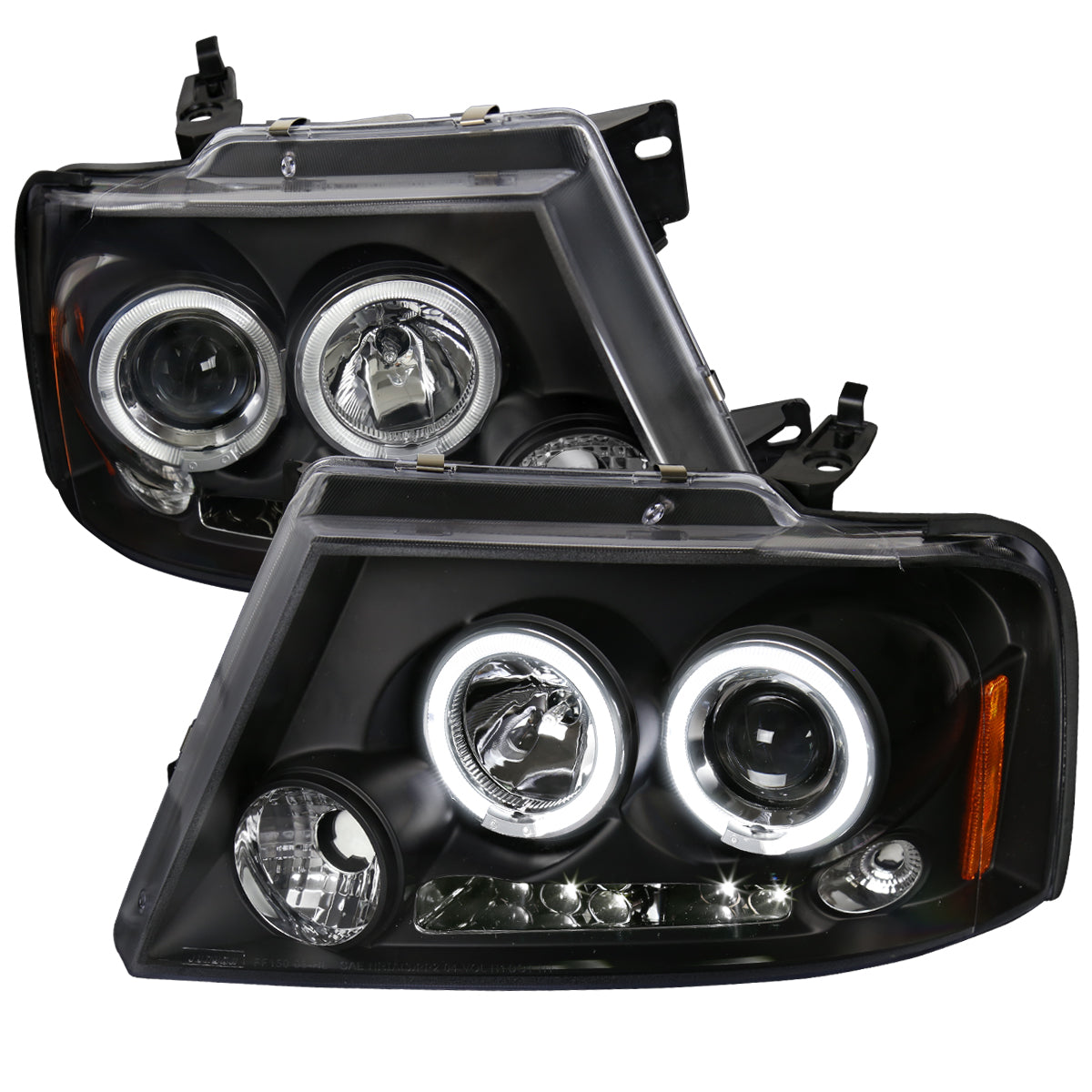 2004-2008 Ford F-150/ 2006-2008 Lincoln Mark LT Dual Halo Projector Headlights (Matte Black Housing/Clear Lens)