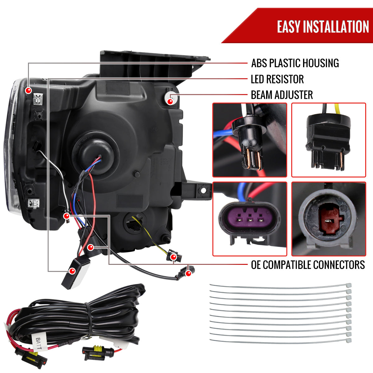 2009-2014 Ford F-150 Switchback Sequential LED Turn Signal Projector Headlights (Chrome Housing/Clear Lens)