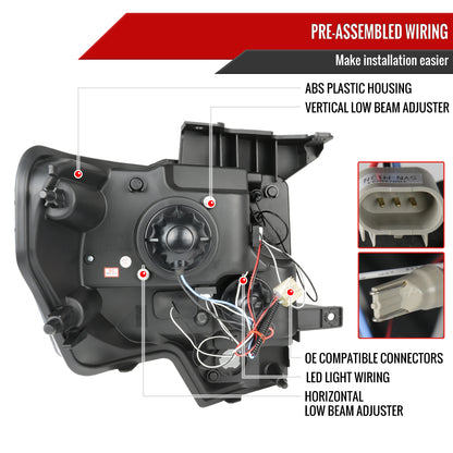 2009-2014 Ford F-150 Dual Halo Projector Headlights (Chrome Housing/Clear Lens)