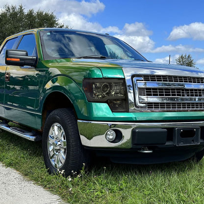 2009-2014 Ford F-150 LED Strip Projector Headlights (Chrome Housing/Smoked Lens)