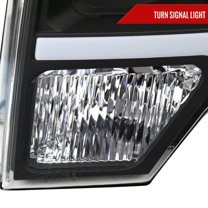 2009-2014 Ford F-150 LED Strip Projector Headlights (Matte Black Housing/Clear Lens)
