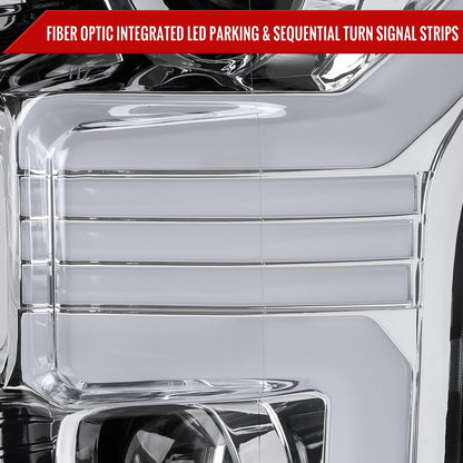 2015-2017 Ford F-150 LED Bar Projector Headlights w/ Switchback Sequential Turn Signals (Chrome Housing / Clear Lens)