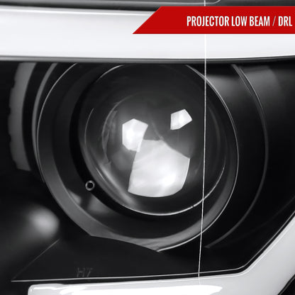 2015-2017 Ford F-150 LED Bar Projector Headlights w/ Switchback Sequential Turn Signals (Black Housing / Clear Lens)