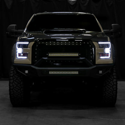 2015-2017 Ford F-150 LED Bar Projector Headlights w/ Switchback Sequential Turn Signals (Black Housing / Smoked Lens)