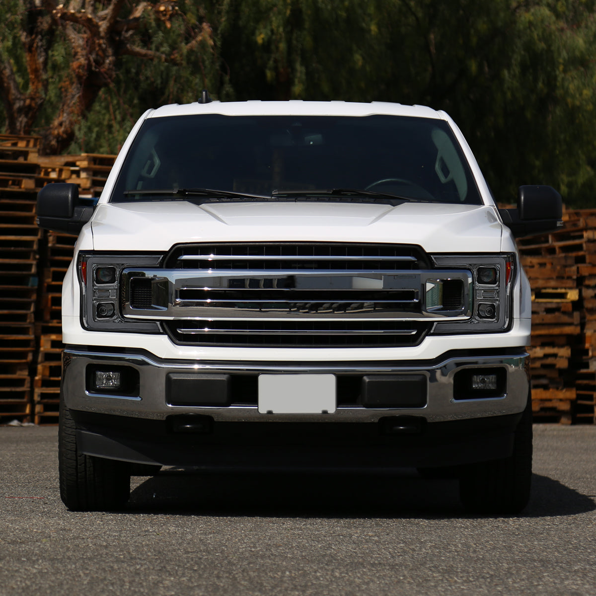 2018-2020 Ford F-150 LED C-Bar Projector Headlights w/ Switchback Sequential Turn Signal Lights (Chrome Housing / Smoked Lens)