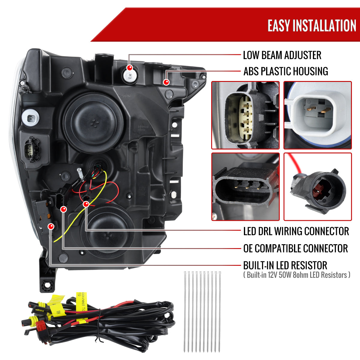 2021-2025 Ford F-150 Projector Headlight w/ Switchback Sequential Turn Signal LED Bar (Black Housing / Smoked Lens)