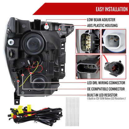 2021-2025 Ford F-150 Projector Headlight w/ Switchback Sequential Turn Signal LED Bar (Black Housing / Smoked Lens)