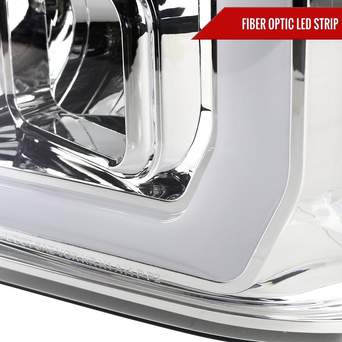 2008-2010 Ford F-250 F-350 F-450 LED C-Bar Projector Headlight (Chrome Housing/Clear Lens)