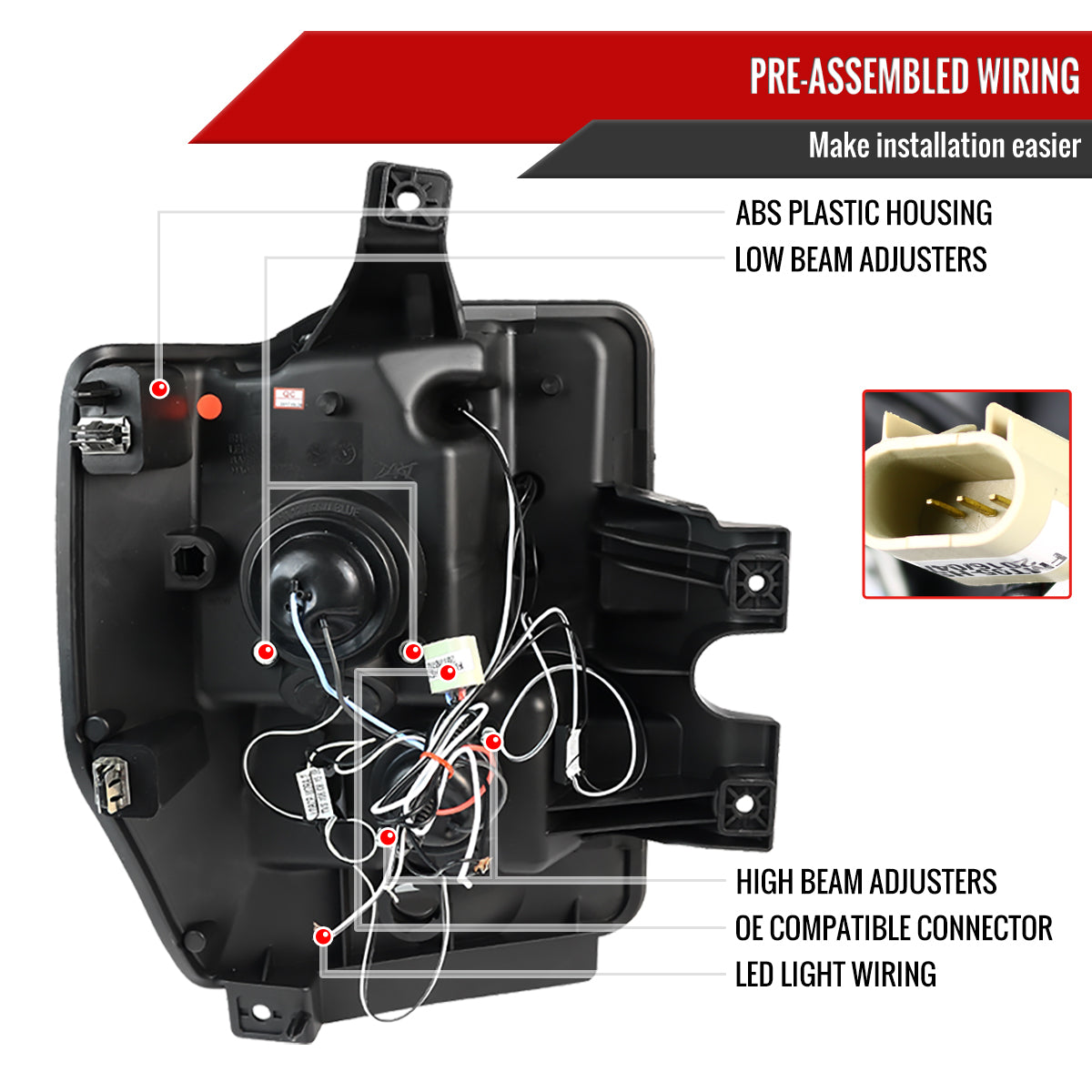 2008-2010 Ford F-250 F-350 F-450 Dual Halo Projector Headlights (Chrome Housing/Clear Lens)