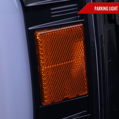 2008-2010 Ford F-250/F-350/F-450/F-550 LED Sequential Turn Signal Bar Projector Headlights (Glossy Black Housing/Smoked Lens)