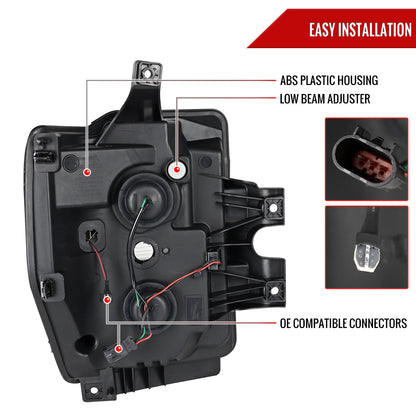 2008-2010 Ford F-250 F-350 F-450 LED C-Bar Projector Headlight (Matte Black Housing/Clear Lens)