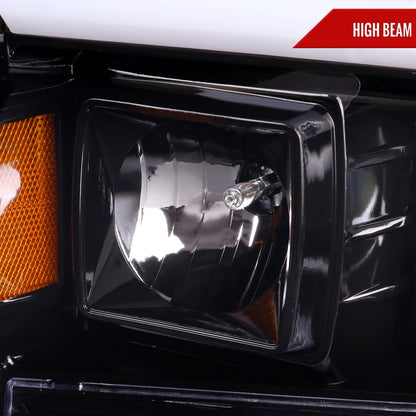 1999-2004 Ford F-250/F-350/F-450/F-550 /2000-2004 Ford Excursion LED Bar Projector Headlights (Jet Black Housing/Clear Lens)