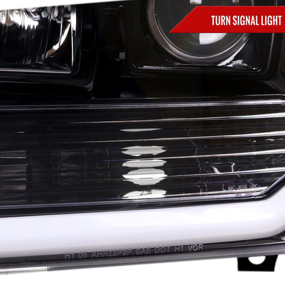 1999-2004 Ford F-250/F-350/F-450/F-550 /2000-2004 Ford Excursion LED Bar Projector Headlights (Jet Black Housing/Clear Lens)